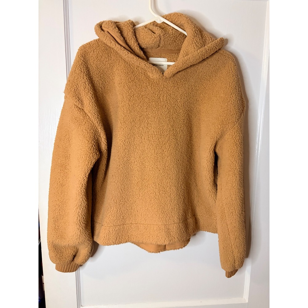 Abercrombie & Fitch Soft A.F. Sherpa Hoodie Large Camel‎ Brown Fleece Pullover